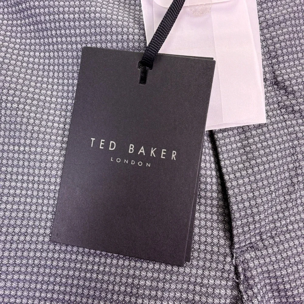 NEW Ted Baker Sparkman Trousers Blue & White Houndstooth Mens 30R (30x32) NWT ✅